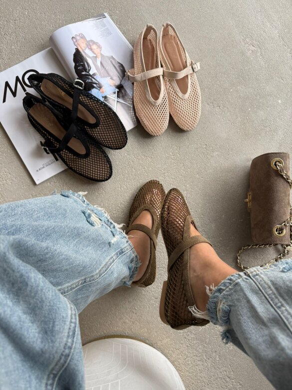 Baleriny Lazetti khaki