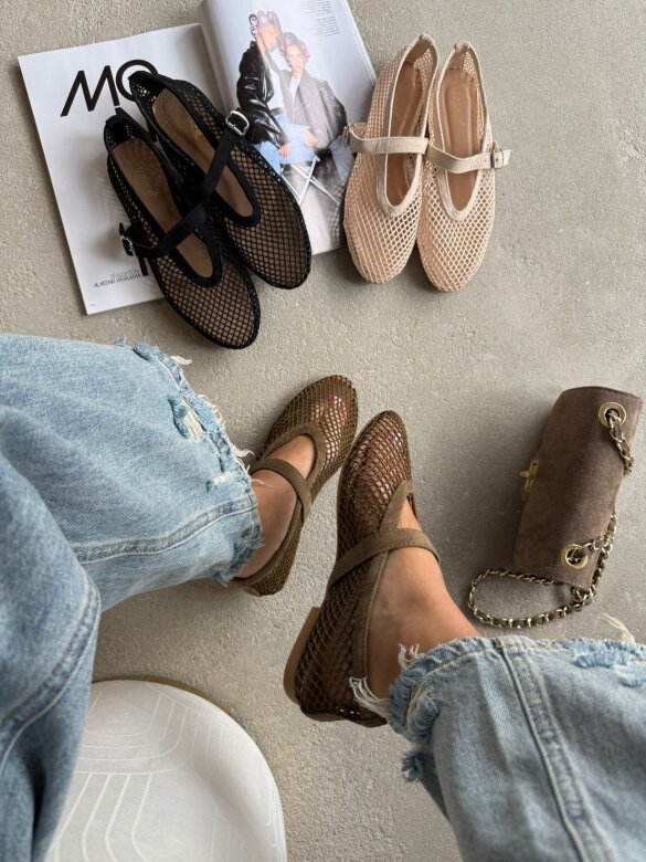 Baleriny Lazetti khaki