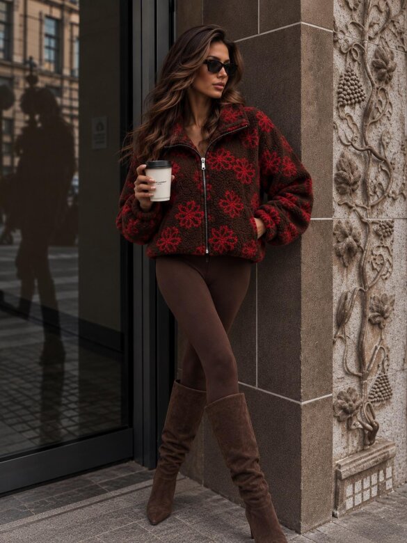 Jacket Teddie chocolate-red