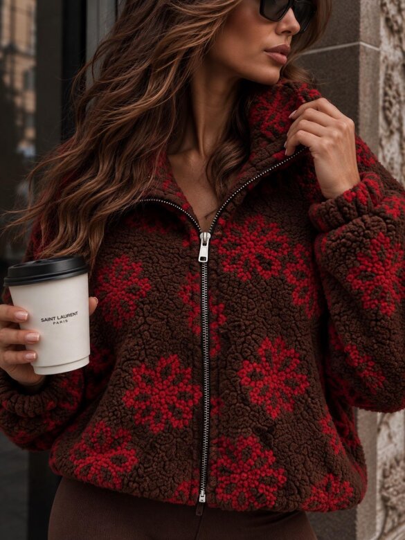 Jacket Teddie chocolate-red