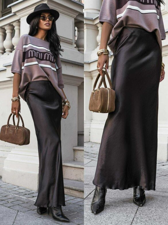 Spódnica Judy midi czekoladowa 