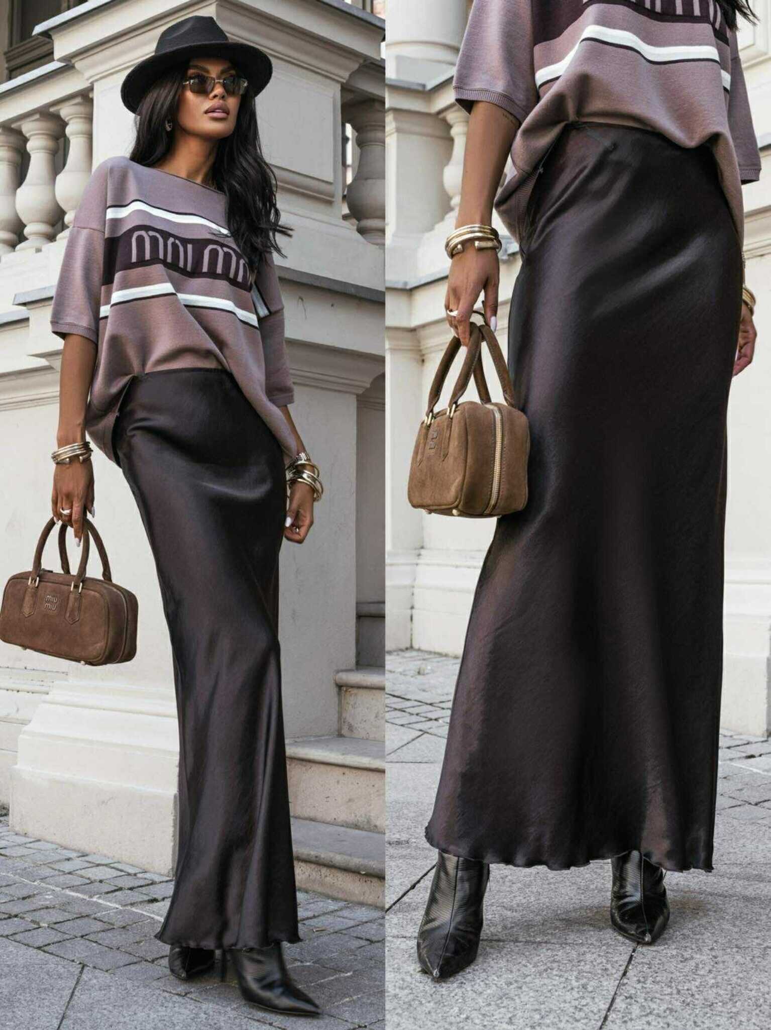 Spódnica Judy midi czekoladowa 