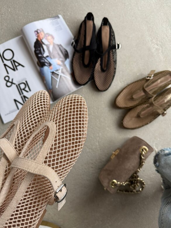 Baleriny Lazetti jasnobeżowe 