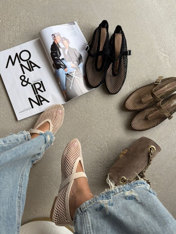 Baleriny Lazetti jasnobeżowe 