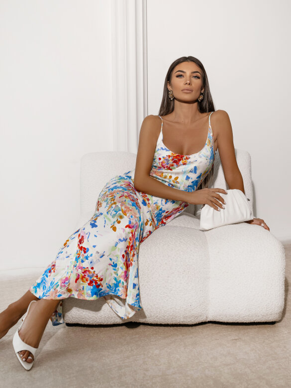 Sukienka Nemoa biało-niebieska