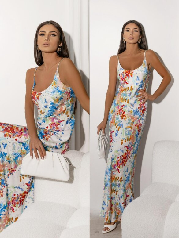 Sukienka Nemoa biało-niebieska