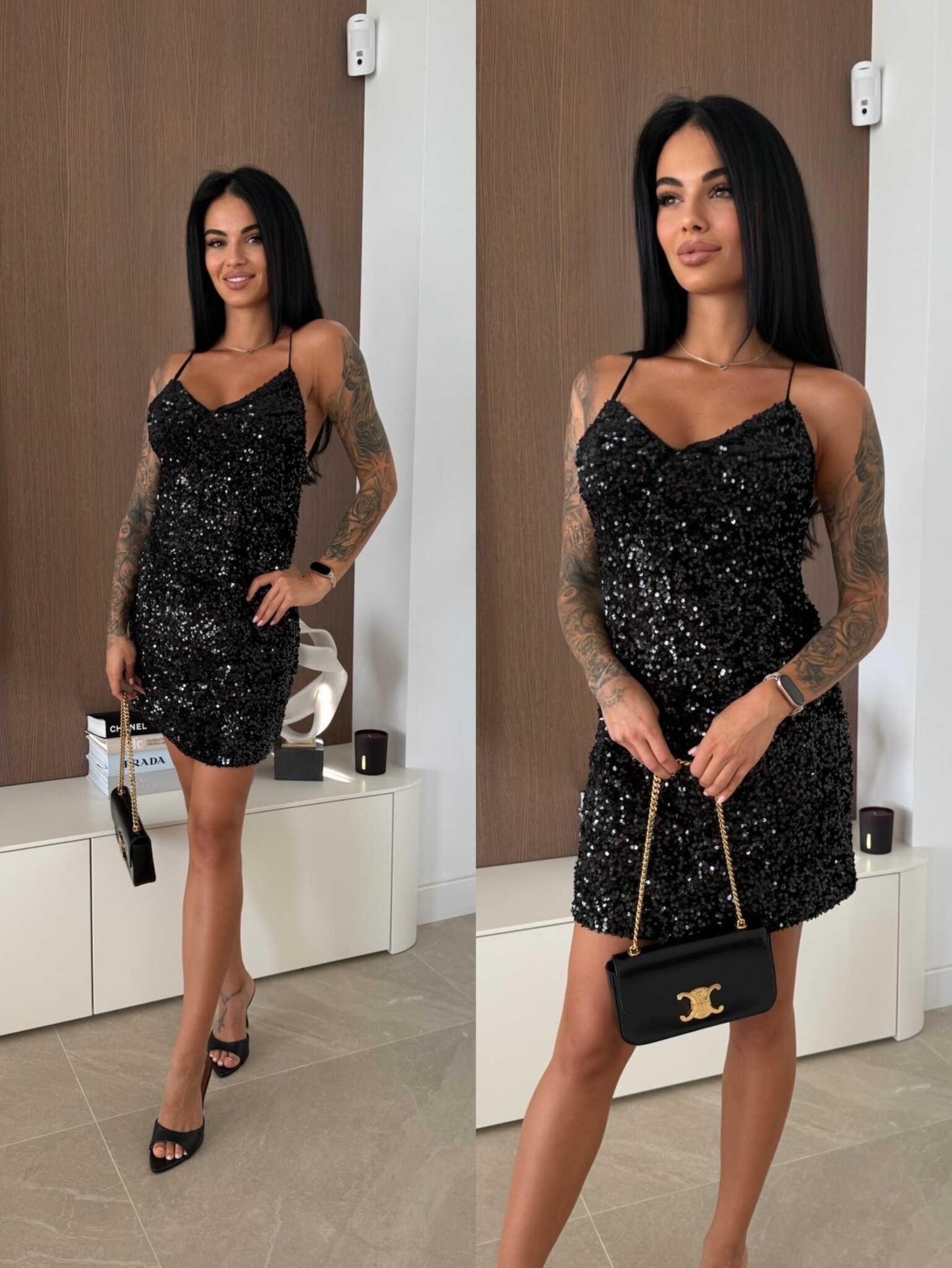 Sukienka Maluna z cekinami czarna