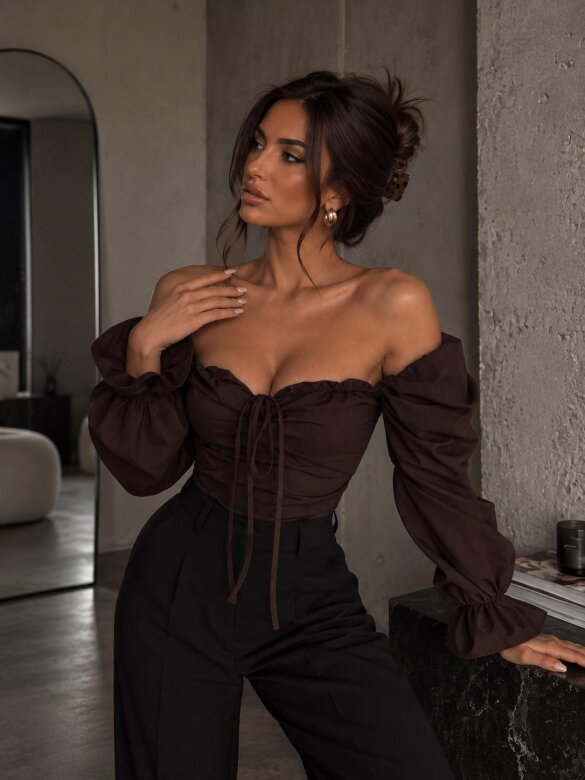 Bluzka Soraya hiszpanka czekoladowa