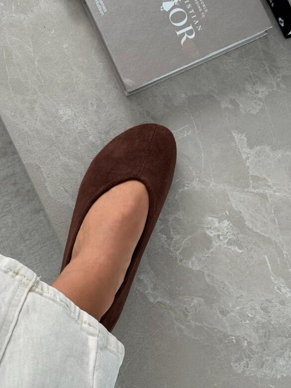 Baleriny Brandi eko zamsz czekoladowe