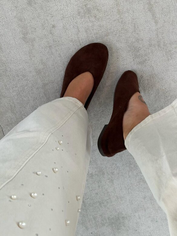 Baleriny Brandi eko zamsz czekoladowe