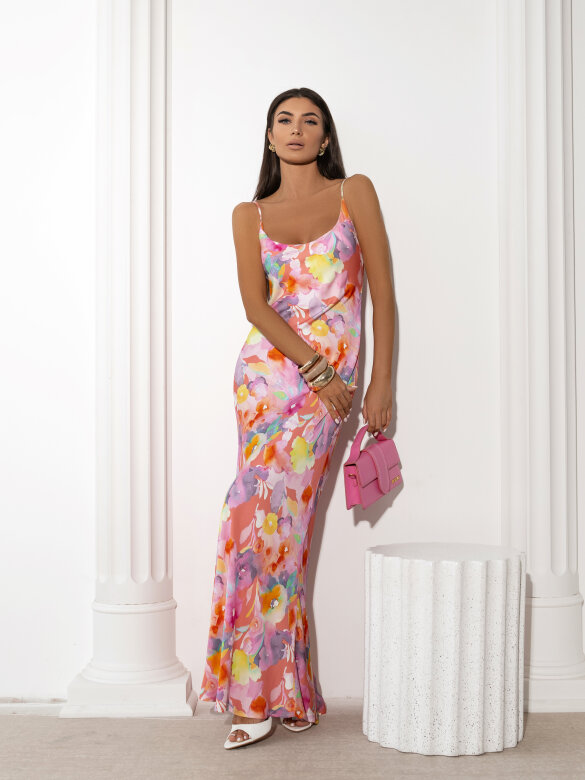 Sukienka Nemoa różowo-pomarańczowa 