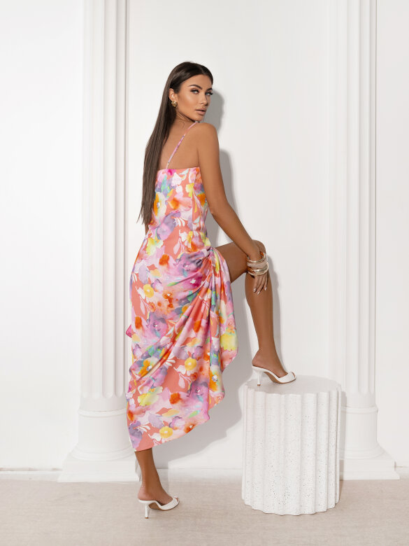 Sukienka Nemoa różowo-pomarańczowa 