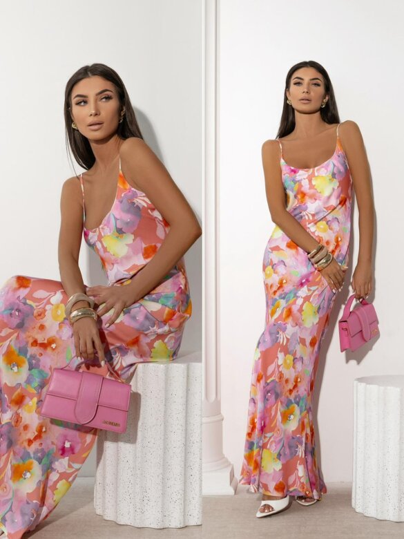 Sukienka Nemoa różowo-pomarańczowa 