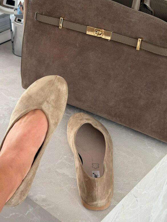 Baleriny Brandi eko zamsz beżowe 