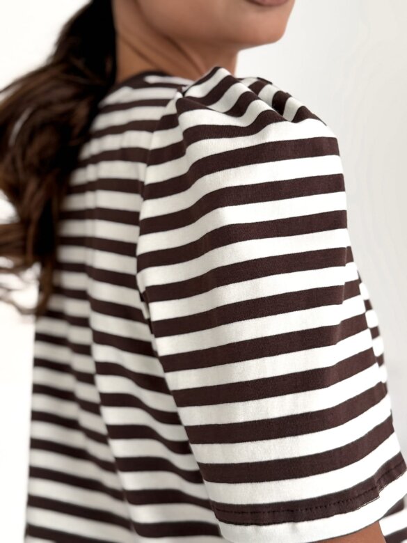 T-shirt Blanco cotton striped chocolate