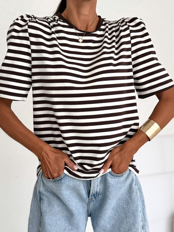 T-shirt Blanco cotton striped chocolate