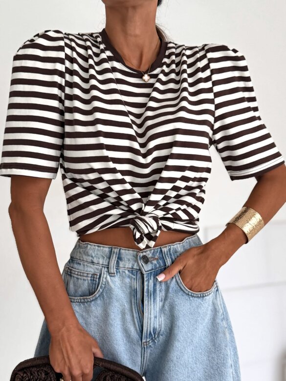 T-shirt Blanco cotton striped chocolate