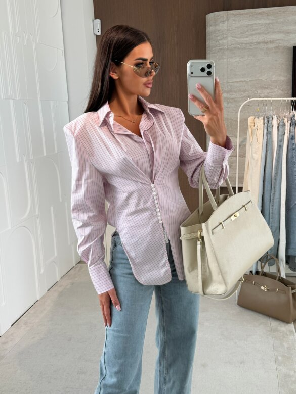 Koszula Basili w paski pudrowo-biała