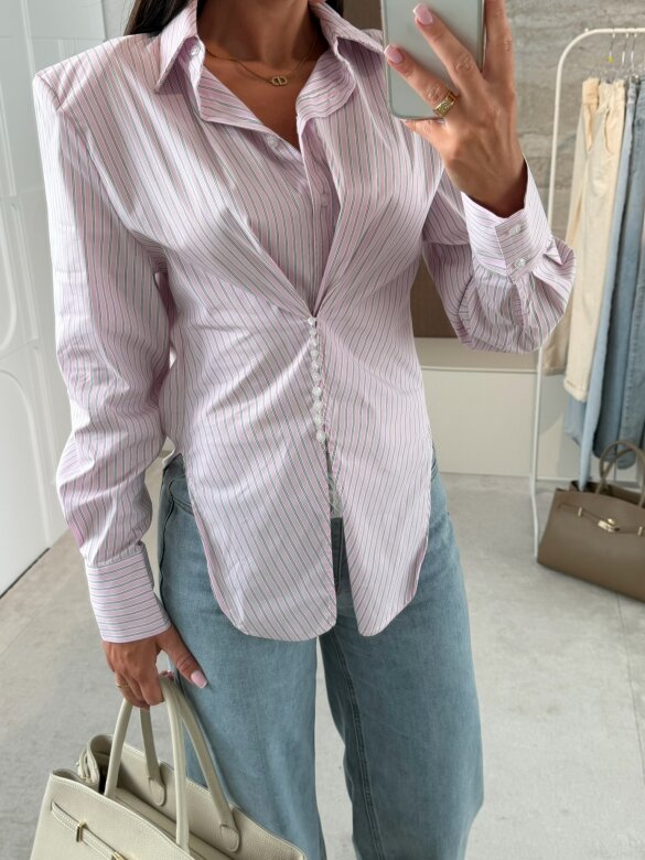 Koszula Basili w paski pudrowo-biała