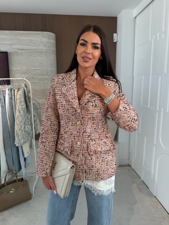 Marynarka Baessa żakardowa beżowo-pudrowa