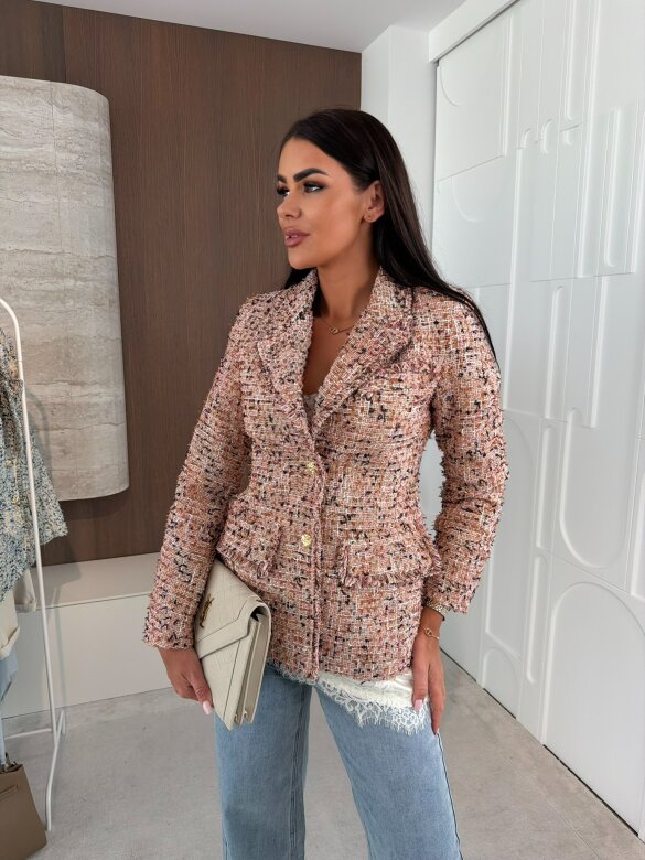 Marynarka Baessa żakardowa beżowo-pudrowa