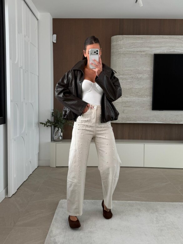 Spodnie Brio jeans jasnobeżowe 