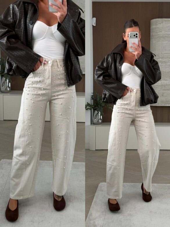 Spodnie Brio jeans jasnobeżowe 