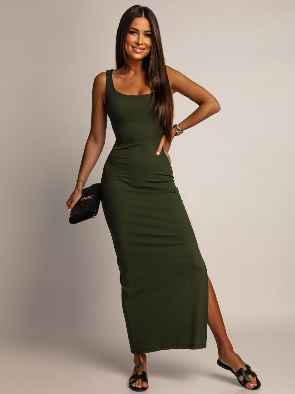 Sukienka Provence maxi prążkowana khaki 
