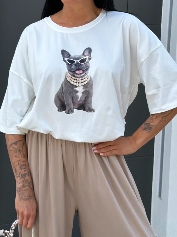 T-shirt Frenchie ecru 
