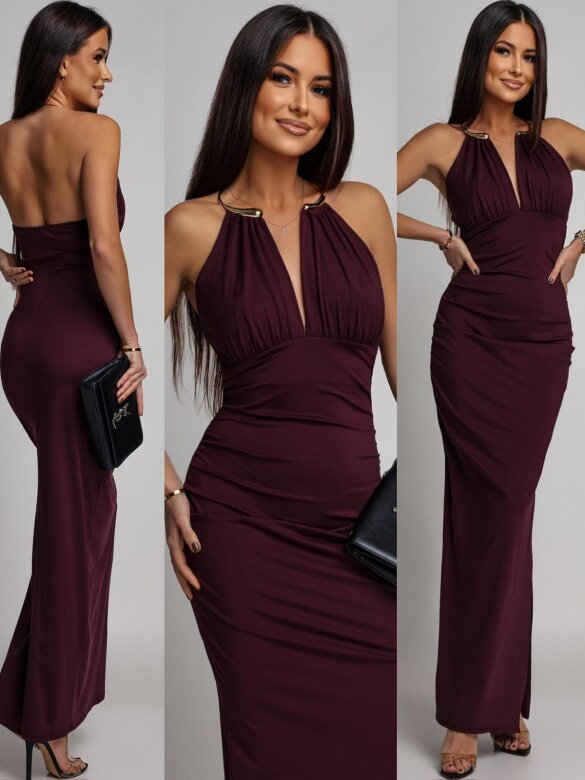 Sukienka Mikka z chokerem bordowa