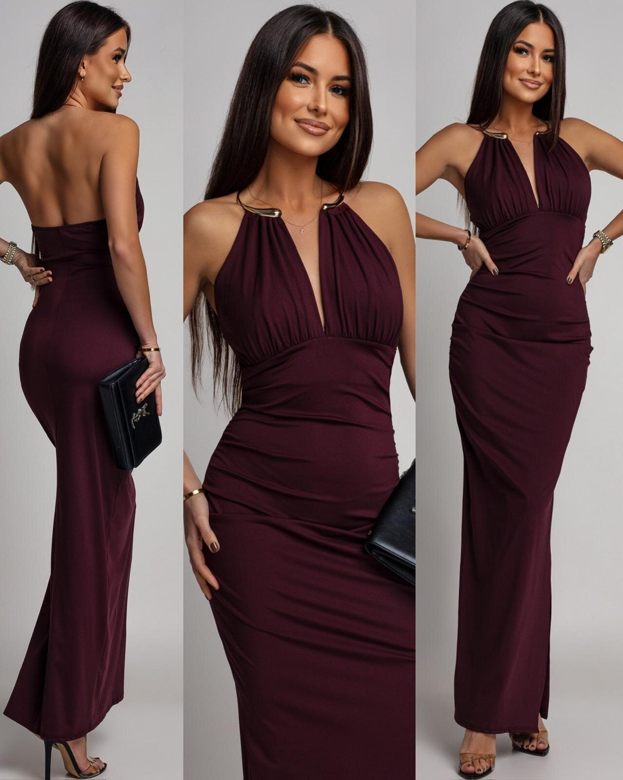 Sukienka Mikka z chokerem bordowa