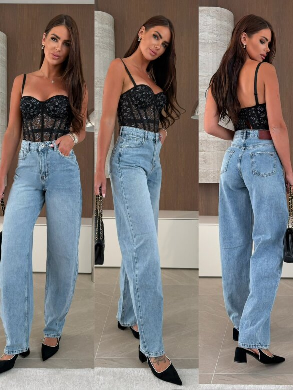 Spodnie Valoure balloon jeans niebieskie