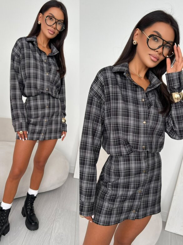 Sukienka Laco II w kratę szara