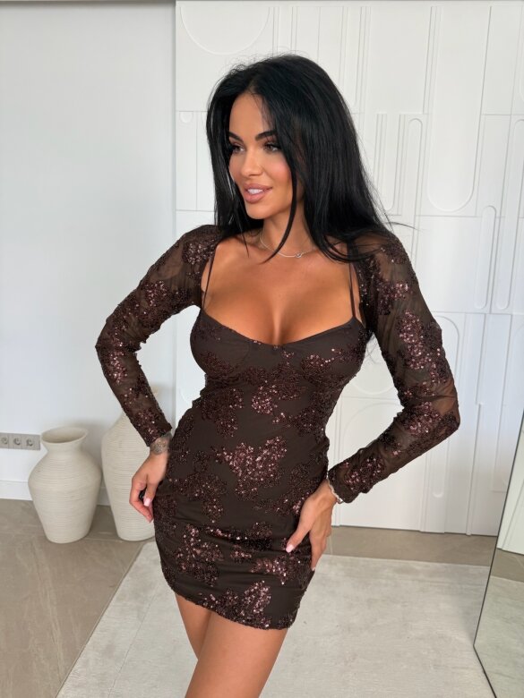 Dress Loria with with a bolero petite chocolate