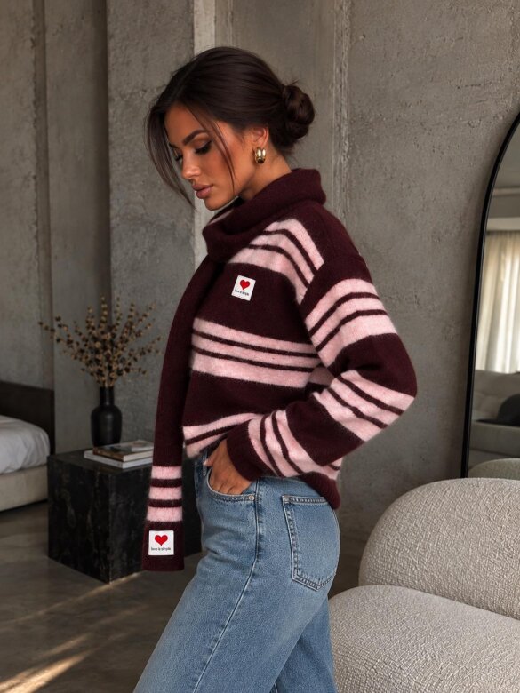 Sweater Celine with wool claret-pink
