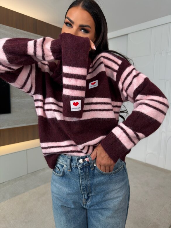 Sweater Celine with wool claret-pink