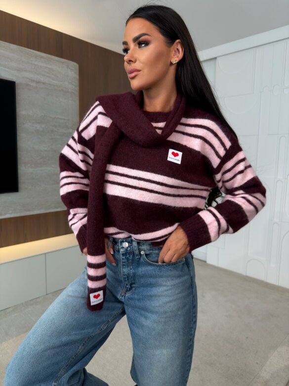 Sweater Celine with wool claret-pink