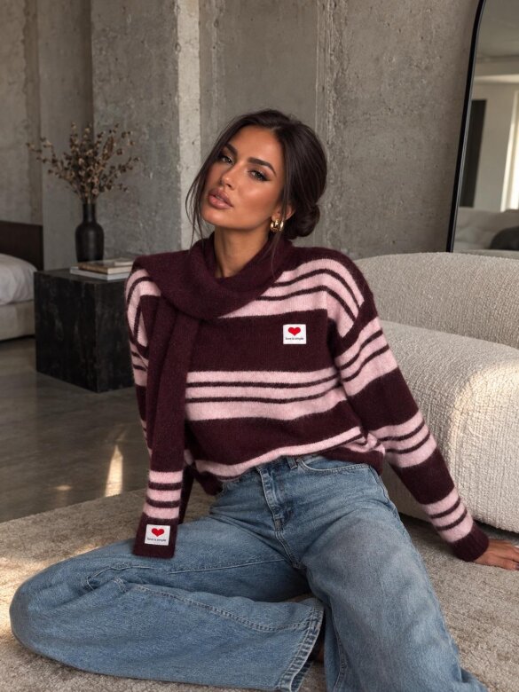 Sweater Celine with wool claret-pink
