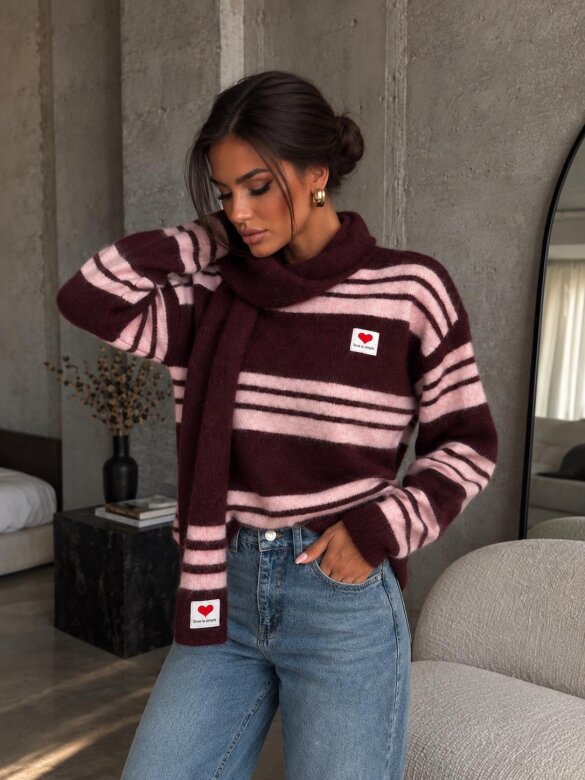 Sweater Celine with wool claret-pink