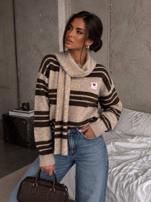 Sweater Celine with wool beige-chocolate