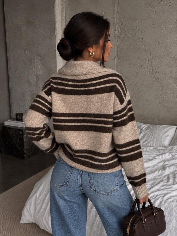 Sweater Celine with wool beige-chocolate
