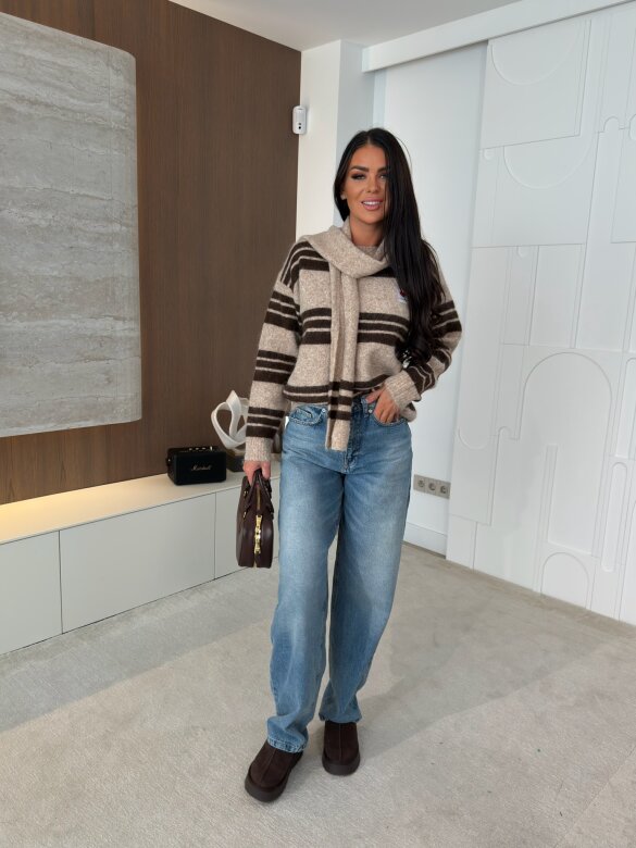 Sweater Celine with wool beige-chocolate