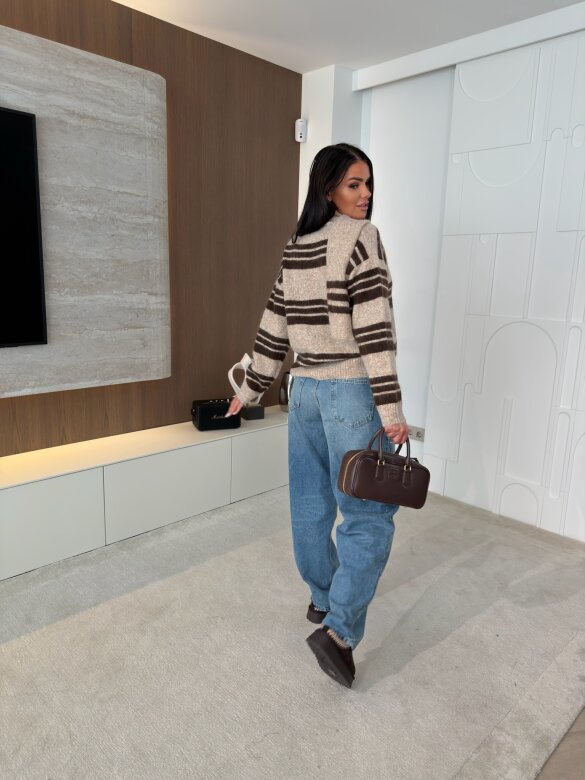 Sweater Celine with wool beige-chocolate