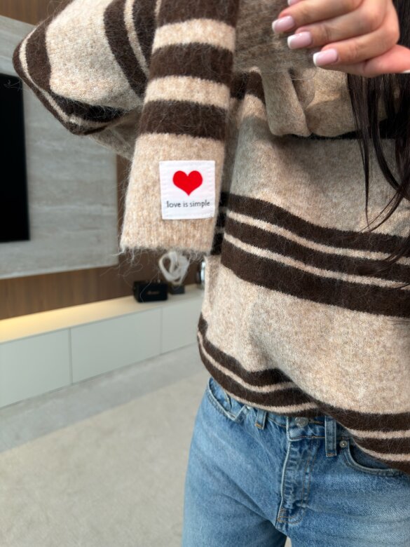 Sweater Celine with wool beige-chocolate