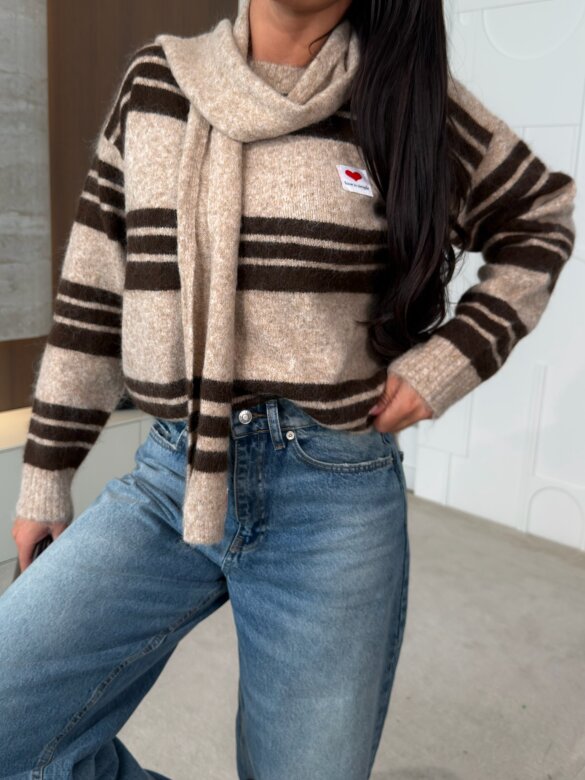 Sweater Celine with wool beige-chocolate