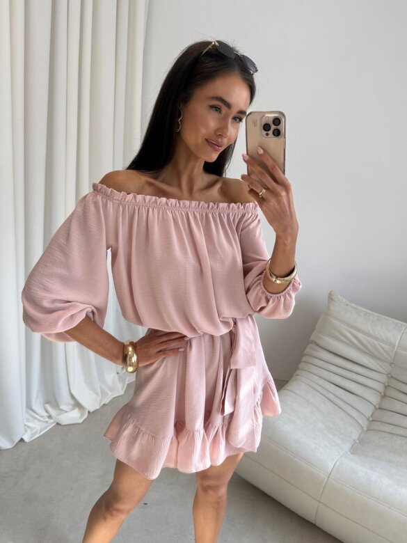 Sukienka Calista hiszpanka pudrowa 