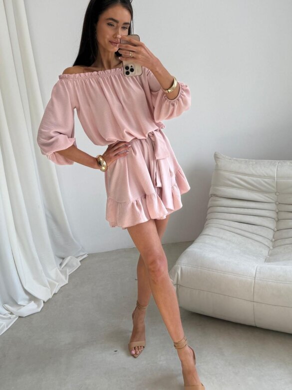 Sukienka Calista hiszpanka pudrowa 