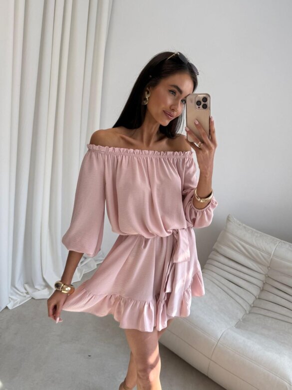 Sukienka Calista hiszpanka pudrowa 