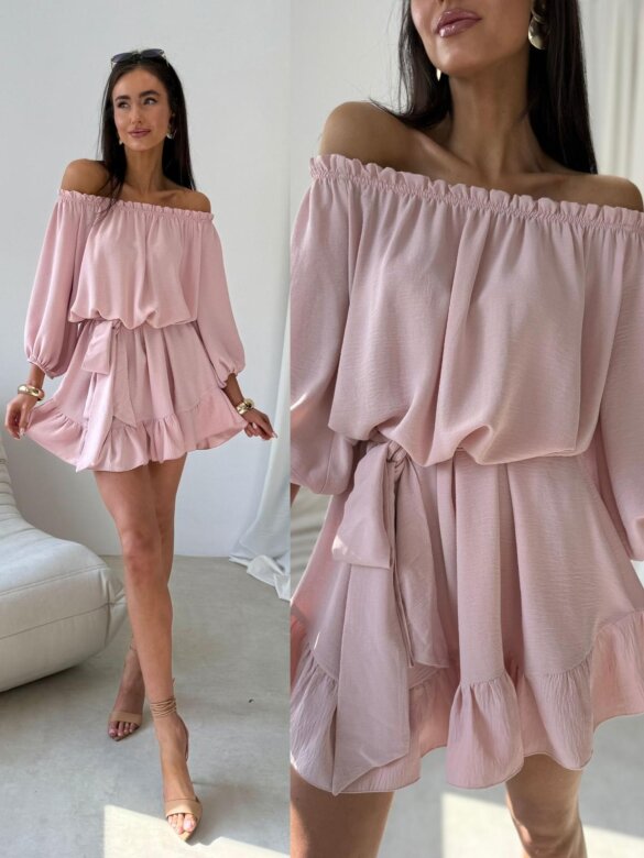 Sukienka Calista hiszpanka pudrowa 