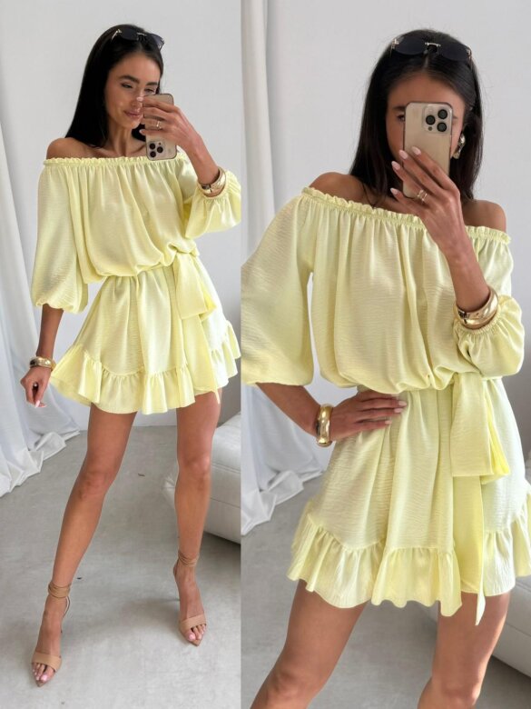 Sukienka Calista hiszpanka butter yellow